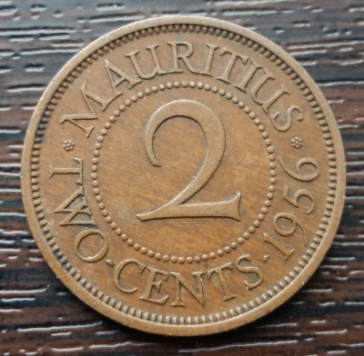 (M64) MONEDA MAURITIUS - 2 CENTS 1956, MAI RARA foto