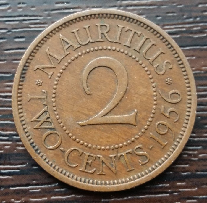 (M64) MONEDA MAURITIUS - 2 CENTS 1956, MAI RARA