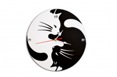 Ceas decorativ de perete cat Yin si Yang fengshui foto