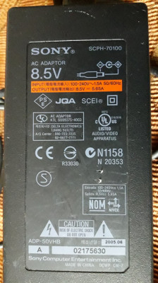 INCARCATOR SONY 8,5 V - 5,65 A .SCPH-70100 Pentru Playstation 2 slim. foto