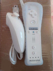 Set Nintendo maneta controller Wii + U Telecomanda Motion Plus nunchuck husa NOU foto