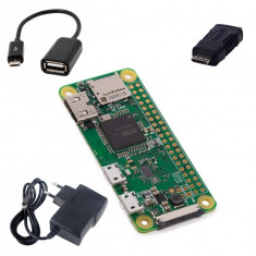 Pachet Raspberry Pi Zero W + Alimentator + Adaptor Mini HDMI + Cablu USB OTG foto