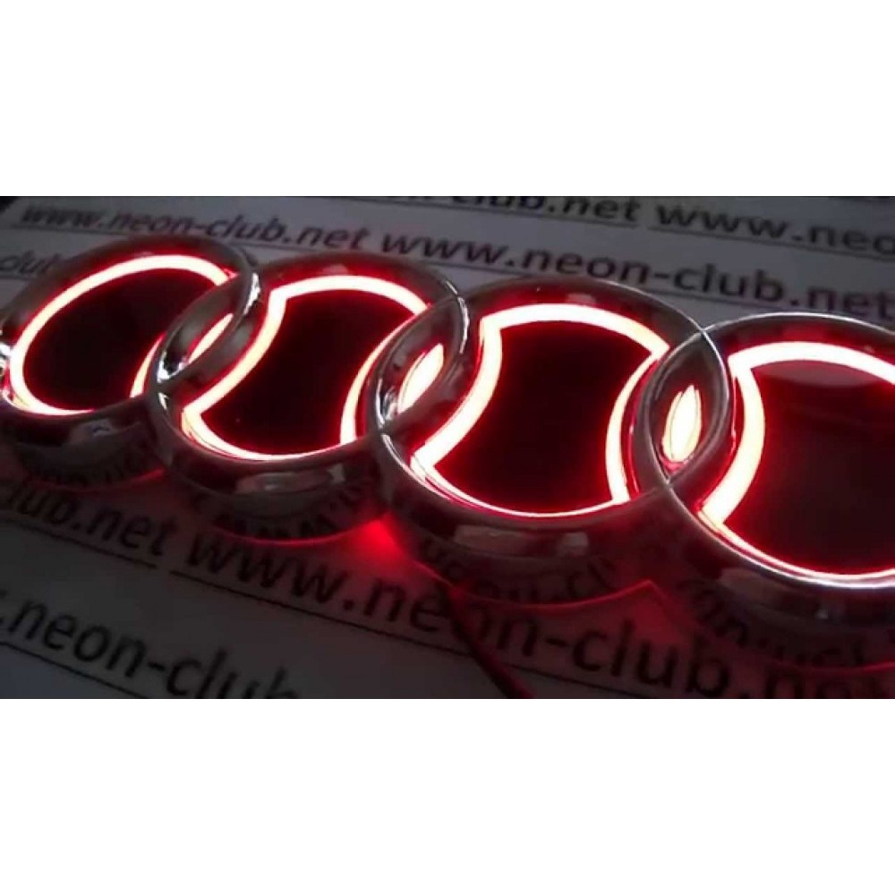 Emblema Led Audi 18x5 8cm Portbagaj Lumina Rosie Sigla Logo Audi