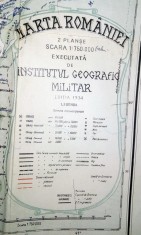 RARA = HARTA ROMANIEI - EDITIA 1934 -FORMATA DIN DOUA PLANSE , EXECUTATA DE INSTITUTUL