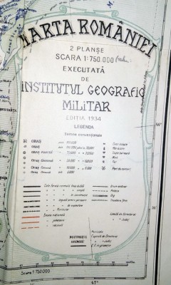 RARA = HARTA ROMANIEI - EDITIA 1934 -FORMATA DIN DOUA PLANSE , EXECUTATA DE INSTITUTUL foto