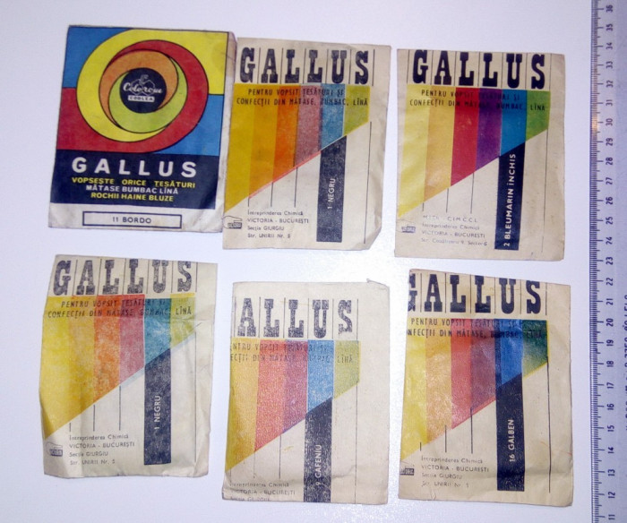 LOT 5 PILCURI VINTAGE CU VOPSEA PT TEXTILE GALLUS , GALUS - fara un negru