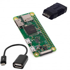 Raspberry Pi Zero W + Cablu OTG + Adaptor Mini HDMI foto