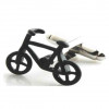 Butoni tema BIKE biciclist metal argintii cu negru + ambalaj cadou, Inox