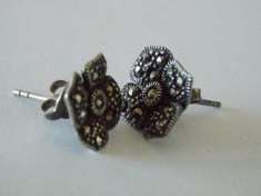 Cercei argint cu marcasite &amp;quot;Sparkly flowers&amp;quot; -2463 foto