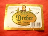 Eticheta veche de Bere Dreher de Lux - Ungaria