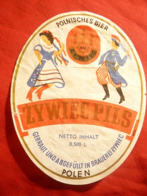 Eticheta veche de Bere Zywiec Pils - Polonia foto