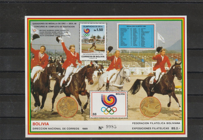 Olimpiada Seul ,castigatorii medaliei de aur cai echitatie,Bolivia.