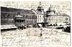 Cluj Kolozsvar palatul Banfy,pravalii,turnurile gemene,ilustrata circul 1902 foto
