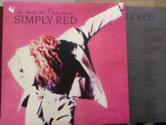 simply red a new flame 1989 disc vinyl lp muzica synth pop rock ed. germany VG+ foto