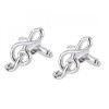 Butoni Argintii Cheia Sol Muzica Inox + Cutie Cadou - Bijuterii Elegante Barbati