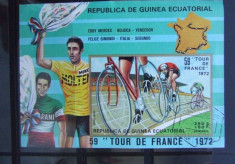 GUINEA ECUATORIALA 1972 - CICLISM TURUL FRANTEI, colita stampilata, N102 foto
