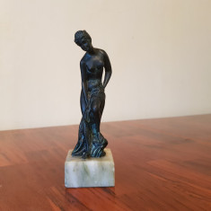 STATUETA ART DECO DIN BRONZ PE SOCLU DE MARMURA REPLICA NUD foto