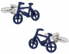 Butoni tema BIKE biciclist metal argintii cu albastru + ambalaj cadou, Inox