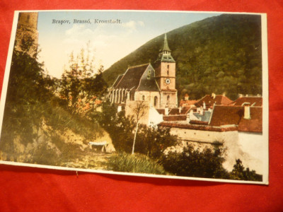 Ilustrata - Brasov- Vedere Biserica Neagra , interbelica foto