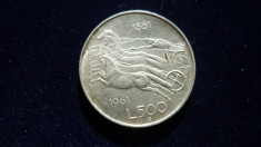 500 LIRE 1661 ARGINT ITALIA foto