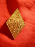 Insigna EMK 1987 , bronz , H= 5 cm
