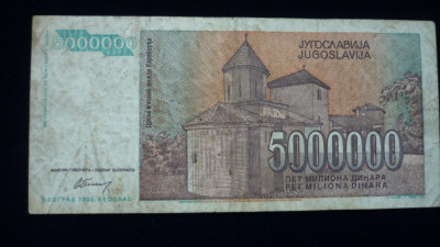 5000000 DINARI 1993 IUGOSLAVIA foto