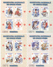 CRUCEA ROSIE 4 BLOCURI,NEDANTELATE,1999 ,CINDERELLAS,MNH,ROMANIA foto