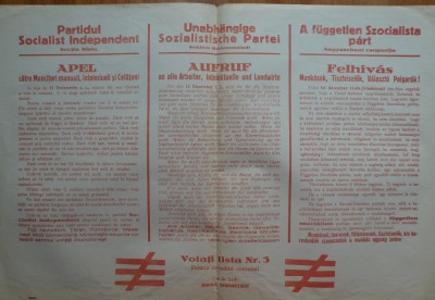 Partidul Socialist Independent, Sectia Sibiu, pliant alegeri consiliu comunal foto