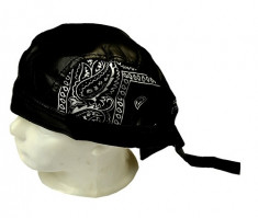 Bandana - Du-rag floral negru - cu banda spate foto