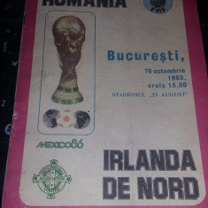 Brosura FOTBAL 16 octombrie 1985 Stadionul,23 August,ROMANIA-IRLANDA DE NORD