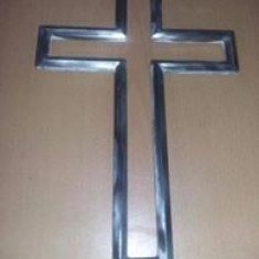 Crucifix crom Masiv Pentru Cruce funerara,cruce originala 41 cm/26 cm,T.GRATUIT