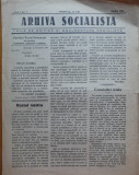 Ziarul Arhiva Socialista , foaie de critica si documentare , an 1 , nr. 1 , 1931