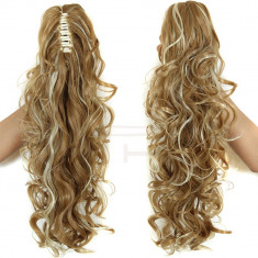 Extensie Coada, Ponytail, par sinteric, cu clema, ondulat - BLOND SUVITE, 52cm foto