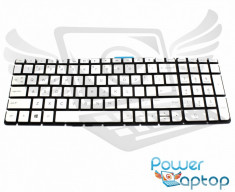 Tastatura Laptop argintie HP Pavilion 15 AB iluminata layout US fara rama enter mic foto
