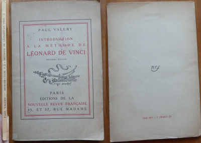 Paul Valery , Introd. in metoda lui Leonardo da Vinci , Paris , 1919 , ex libris foto