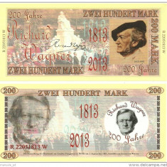 !!! ITALIA = FANTASY NOTE = 200 MARCI 2013 , COMM - UNC/ R. WAGNER/ 209 x 97 mm