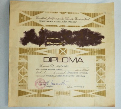 Diploma M.A.N. - R.S.R. -U.M. Cluj Napoca - Aruncarea Grenadei foto