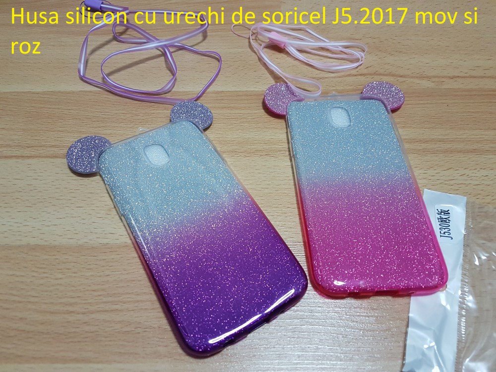 Husa silicon cu urechi de soricel samsug galaxy J5.2017albastru mov si roz  | arhiva Okazii.ro