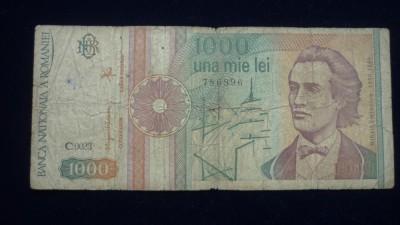 1000 LEI SEPTEMBRIE 1991 SERIE CU PUNCT foto