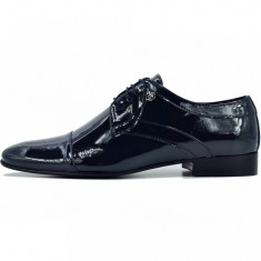 Pantofi barbati,Ucu Dima,piele naturala lacuita,Bluemarin,Cod:114 BLML (Culoare: Bluemarin, Marime Incaltaminte: 41) foto