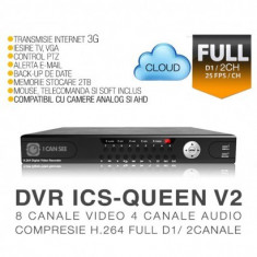 DVR ICS-QUEEN V2, 8 canale video, 4 canale audio, Rezolutie Full D1/ 2 Canale foto