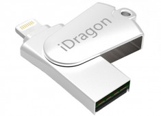 Card Reader iUni iDragon 3 in 1 Lightning, MicroUSB si USB 2.0 pentru iPhone, iPad, iPod, Silver foto