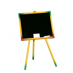 Tabla scolara neagra 48x82.5 cm, 2 accesorii, suport lemn color foto