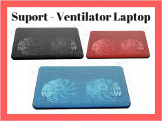 Suport Racire Laptop cu 2 Ventilatoare si Lumina LED ( Ventilator - Cooler ) foto