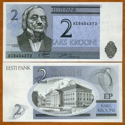 !!! ESTONIA - 2 KROONI 1992 - P 70 - UNC foto