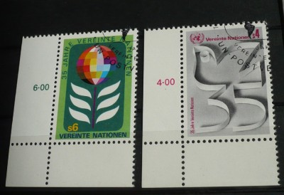 NATIUNILE UNITE VIENA 1980 &amp;ndash; ANIVERSARE 35 DE ANI ONU, serie stampilata, A28 foto
