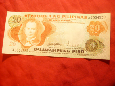 Bancnota 20 Pesos Filipine , cal. NC foto