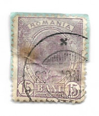 Spic de grau, 1903, 15 bani, violet, obliterat (182) foto