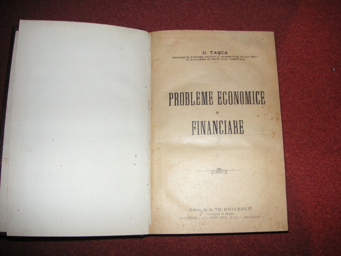 Probleme Economice Si Financiare - G. Tasca - 1925