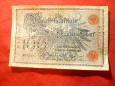 Bancnota 100 marci Germania febr.1908 litera D , cal.buna foto